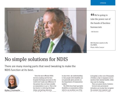 Business News Update: No Simple Solutions For NDIS