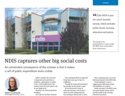 Business News Update: NDIS Captures Other Big Social Costs