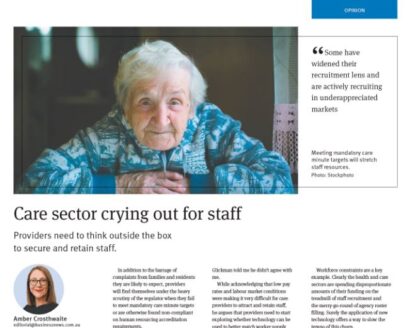 Business News Update: Care Sector Crying Out For Staff